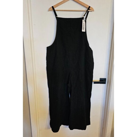 NEW Overalls Wide Leg Cropped Size XL Black Yesno - Picture 2 of 8